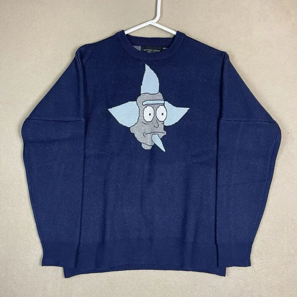 Daylight Curfew Sweater Mens Large Blue Rick & Morty Heavy Collector‎ Pullover